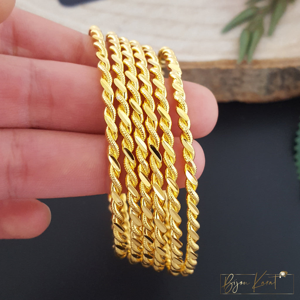 6x Ikili Armreifen 22 Karat vergoldet 3mm