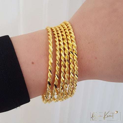6x Ikili Armreifen 22 Karat vergoldet 3mm