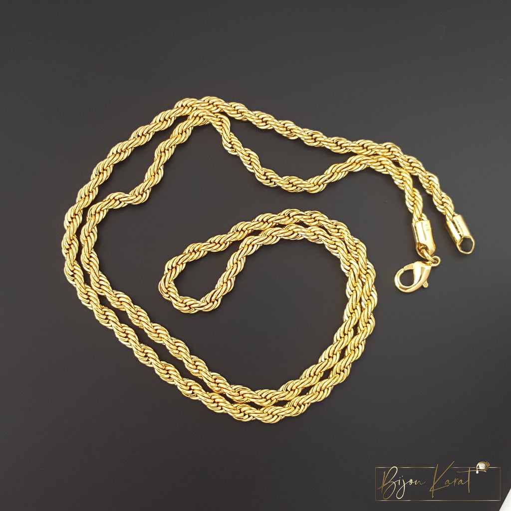 Kordelkette 22 Karat vergoldet 60 cm