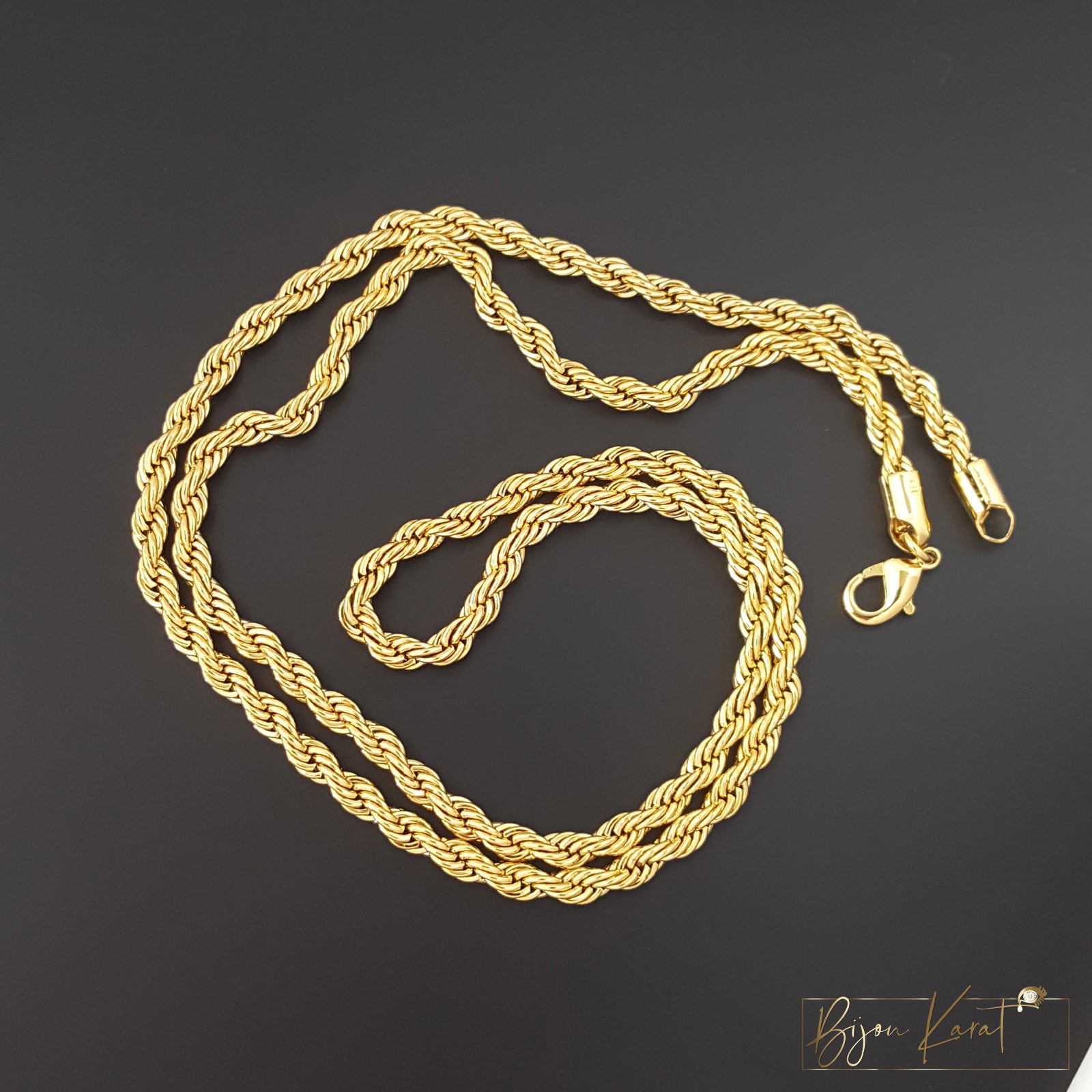 Kordelkette 22 Karat vergoldet 60 cm