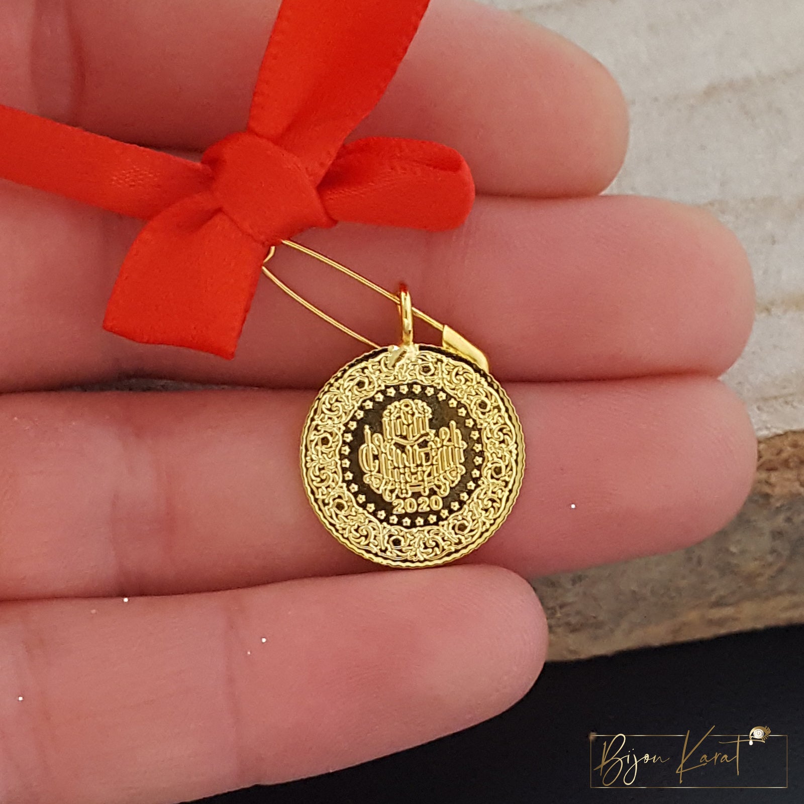 Ceyrek Münze 22K vergoldet 18mm
